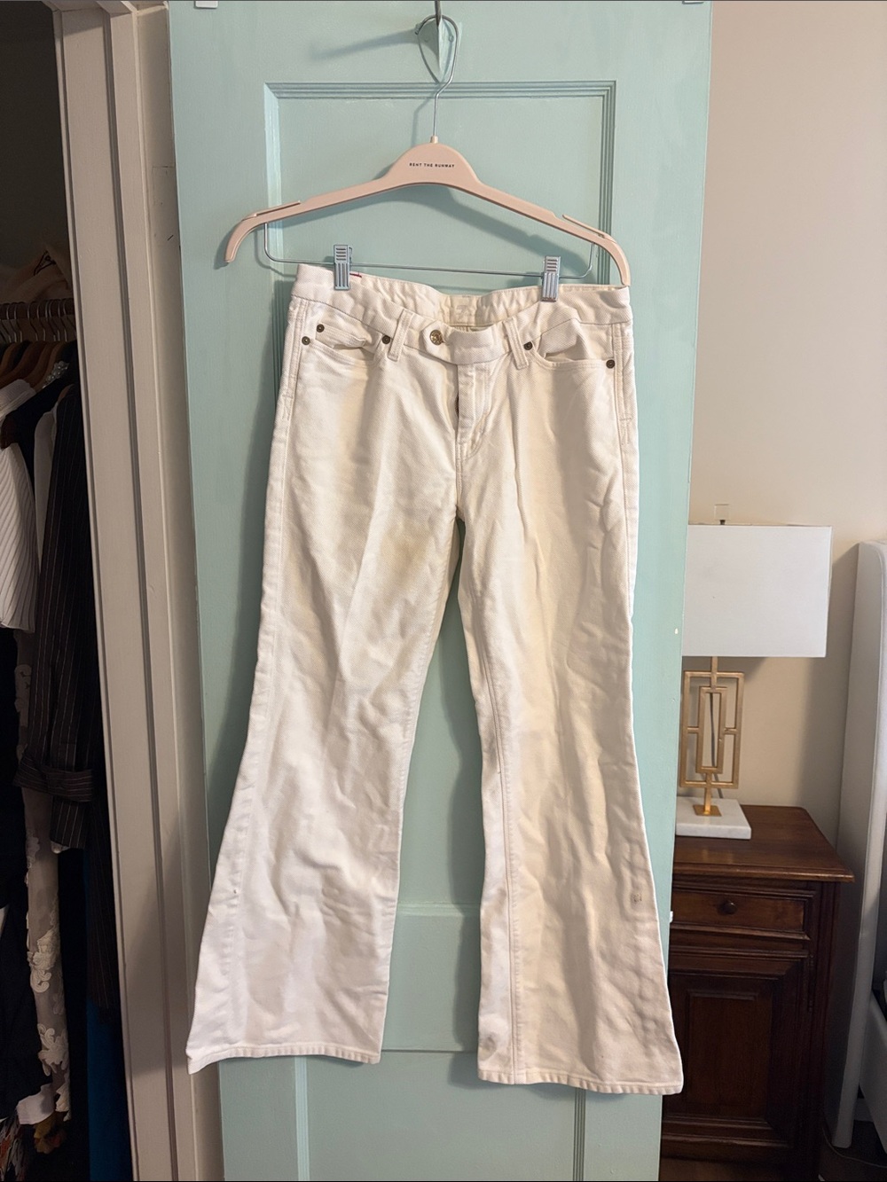 7 For All Mankind Women's White Flare Jeans - Classic Flared Denim